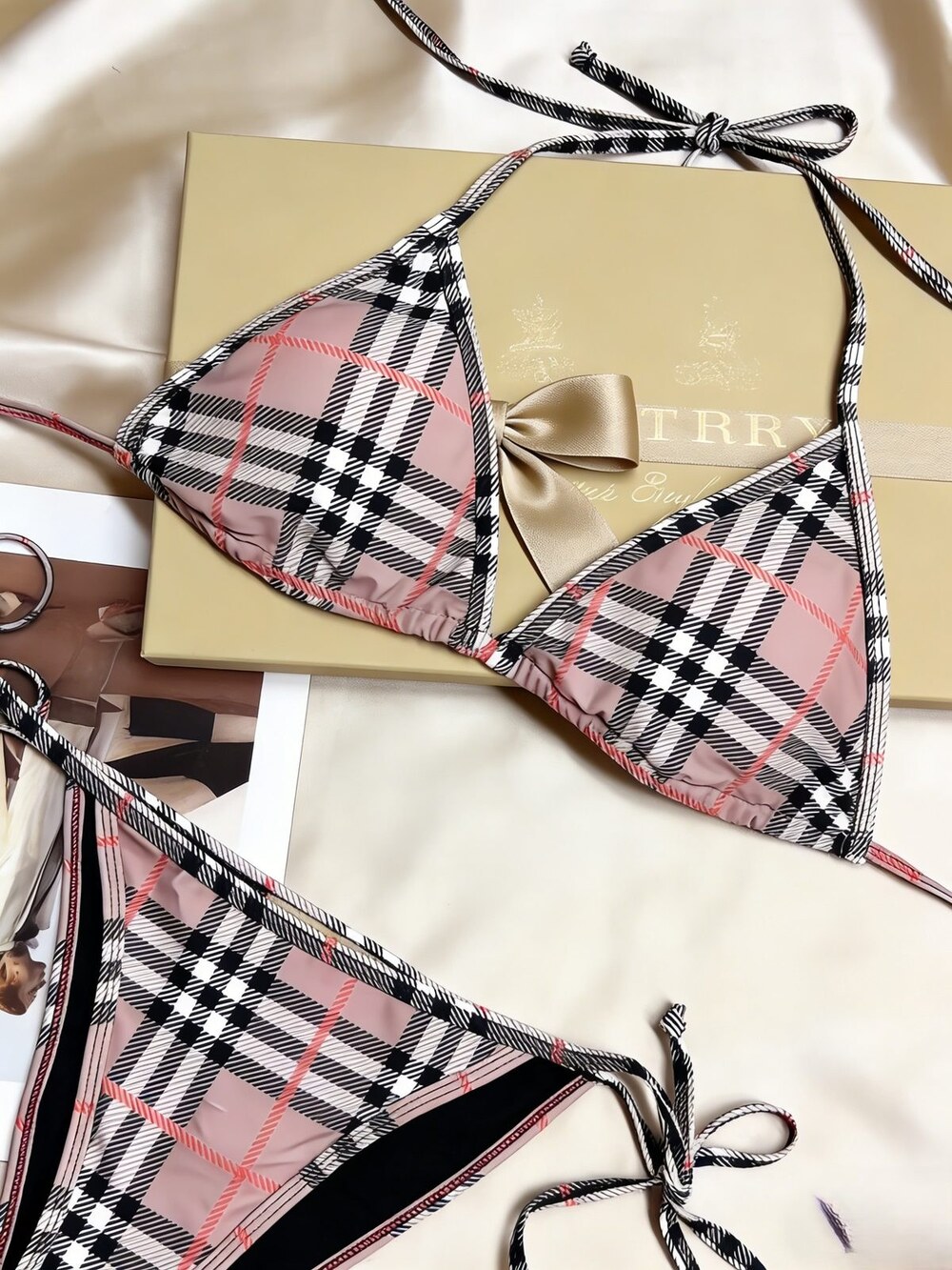 Burberry Pink Check Bikini Swim Wardrobe - Picture 5 of 6